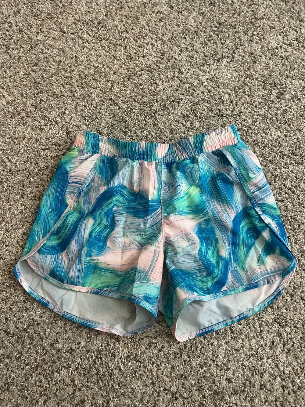 All in Motion Kids Swirl Print Athletic Shorts - Blue, Green & Pink